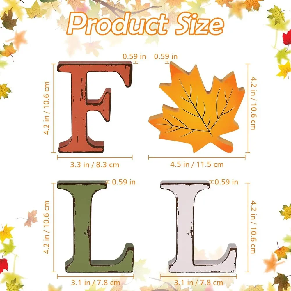 Fall Decorations 4 Pcs Thanksgiving Wooden Table Decor Farmhouse Signs